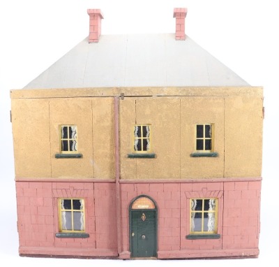 A painted wooden dolls house, English 1920s