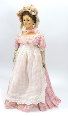 A rare papier-m&acirc;ch&eacute; shoulder head doll, English early 19th century, - 2