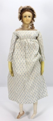 A rare poured wax shoulder head lady doll, English mid 19th century