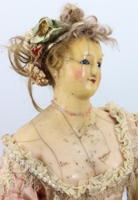 A rare large all original wax over composition lady doll, English circa 1860 - 2
