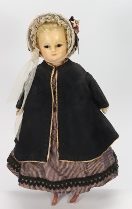 A wax over composition all original Pumpkin head doll, German circa 1870