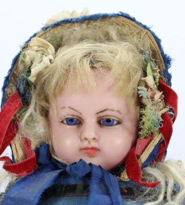 A good all original poured wax shoulder head doll, English circa 1860, - 2