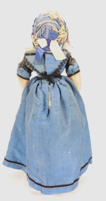 A good all original poured wax shoulder head doll, English circa 1860, - 3