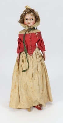 Charming wax over composition shoulder head doll, English 1840s