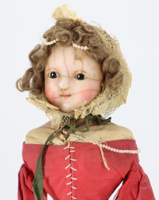 Charming wax over composition shoulder head doll, English 1840s - 2