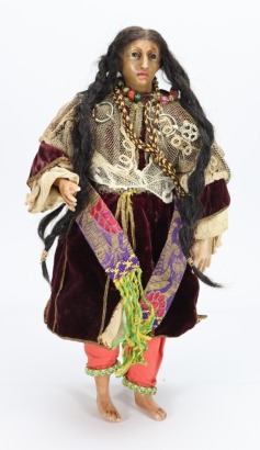 A rare poured wax portrait shoulder head doll of ' Chief Little Crow' circa , possibly Lucy Peck, circa 1890