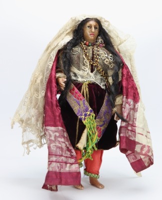 A rare poured wax portrait shoulder head doll of ' Chief Little Crow' circa , possibly Lucy Peck, circa 1890 - 2