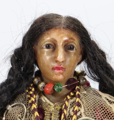 A rare poured wax portrait shoulder head doll of ' Chief Little Crow' circa , possibly Lucy Peck, circa 1890 - 3