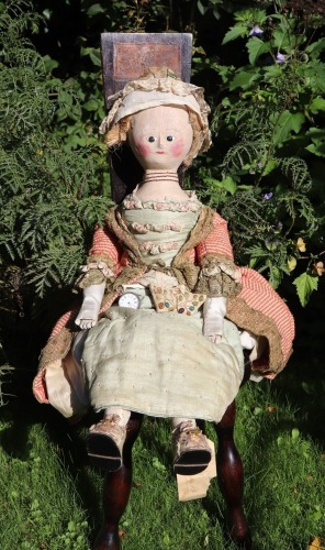 A rare and large early English George III wooden doll