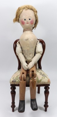 A rare and large early English George III wooden doll - 6