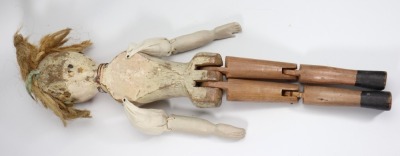 A rare and large early English George III wooden doll - 7