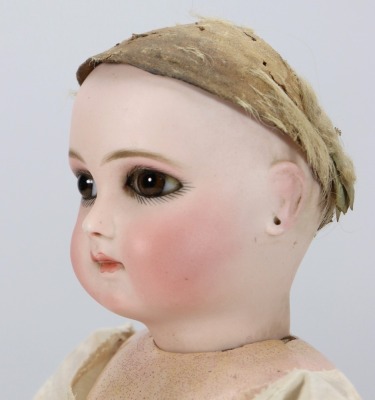 A rare Premiere portrait almond eye Jumeau bisque head Bebe doll, French circa 1880, - 3