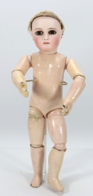 A rare Premiere portrait almond eye Jumeau bisque head Bebe doll, French circa 1880, - 4