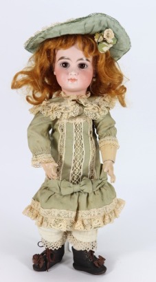 A rare Wilhelm Dehler bisque head Bebe doll, size 7, German for the French market, circa 1890,
