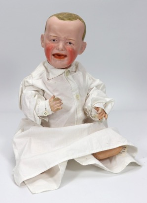 A rare Heubach 'Screamer' bisque head character baby doll, German circa 1910