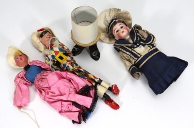 A bisque head Bon-bonnier doll in original sailor costume, German circa 1910 - 2