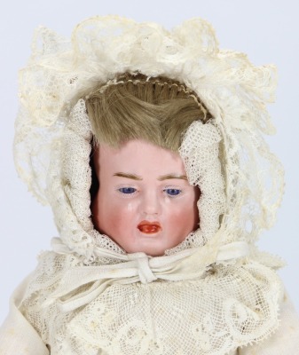 A rare Carl Bergner all original three faced bisque shoulder head doll, German circa 1905 - 3