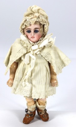 A rare small size all original Kestner 192 closed mouth bisque head doll, German circa 1890
