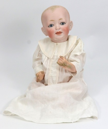 A J.D Kestner bisque head character baby, German circa 1910,