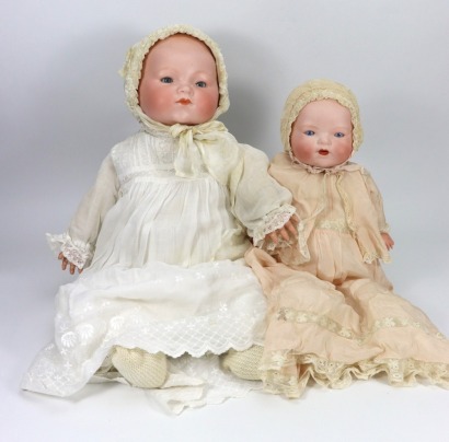 Two bisque head Dream Baby dolls, German circa 1915,