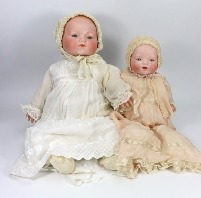 Two bisque head Dream Baby dolls, German circa 1915,