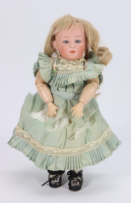 A rare glass eyed Gebruder Heubach 6870 bisque head character doll, German circa 1910,
