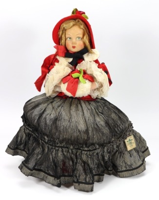 A Lenci felt girl doll in original clothes, Italian 1930s