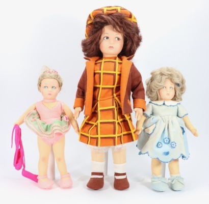 Three Lenci felt dolls, Italian 1980s,