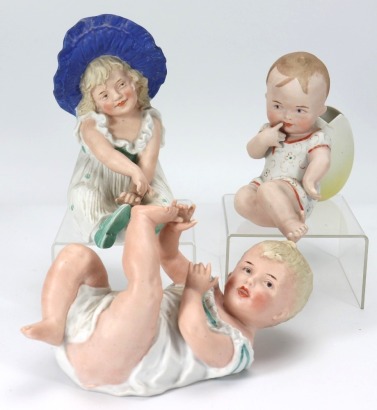 Gebruder Heubach three bisque figurines, German circa 1905,