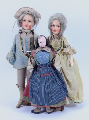 A pair of Lady and Gentleman composition dolls, probably French, 1920