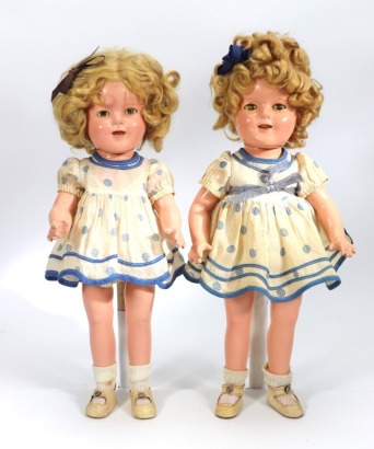 A pair of Shirley Temple twin composition dolls, by Ideal, American 1935-40