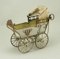 A rare Marklin embossed tinplate pram doll carriage, German circa 1900,