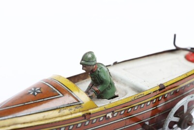 Tinplate Penny toys clockwork Racing boat, German 1920s, - 3
