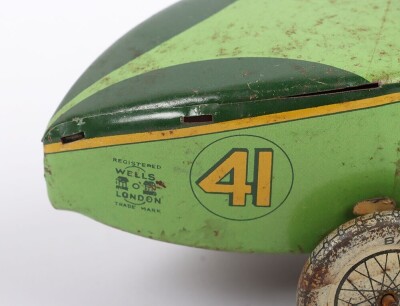 Tinplate clockwork Wells Racing car No.5, - 7