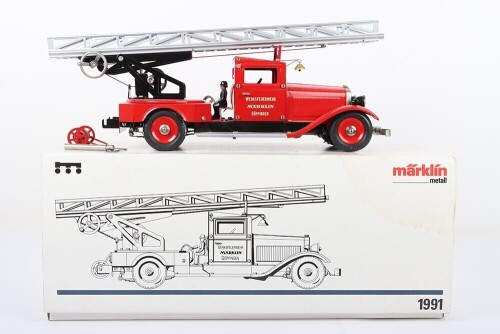 Boxed Marklin 1991 Tinplate Clockwork Fire Truck model,