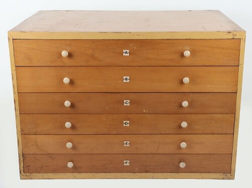Meccano counted spare parts six drawer cabinet, 1960s