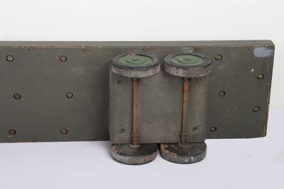 A large wooden Royal Engineers demonstration model of an Army truck and Low Loader, the solid wooden truck and low loader painted military green, cab with silver painted windows, lining, lights and other details in black, turned wooden wheels with black - 9