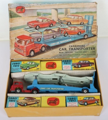 Vintage Corgi Toys Carrimore Car Transporter Set 28 including scarce 222 Renault Floride""