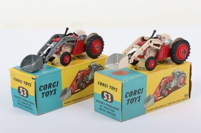 Two Corgi Toys 53 Massey-Ferguson 65 Tractors with Shovel