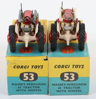 Two Corgi Toys 53 Massey-Ferguson 65 Tractors with Shovel - 3