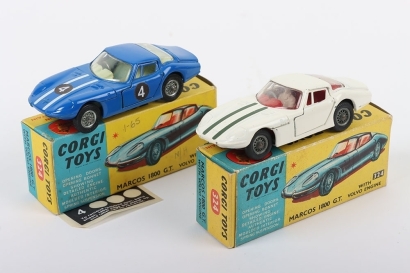 Two Vintage Corgi Toys 324 Marcos 1800 G.T. Models