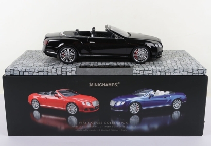 Minichamps First Class Collection 2014 Bentley Continental GT Speed Convertible, 1:18 scale diecast model, black, 052 of 999 pcs, in mint boxed pre-owned condition.