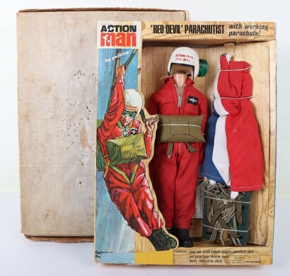 Action Man vintage Palitoy &lsquo;Red Devil&rsquo; Parachutist outfit with working parachute