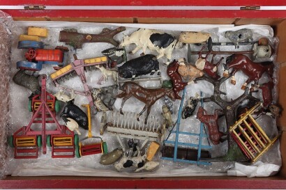 Britains and other makes Farm People and Animals, circa 1930,