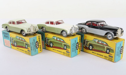 Three Boxed Vintage Corgi 224 Bentley Continental Sports Saloons,