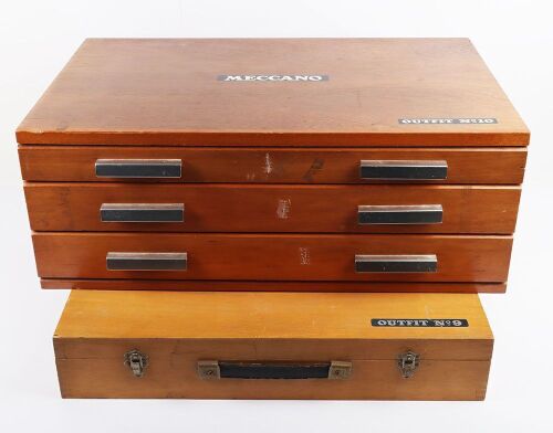 Meccano empty wooden cabinets for No.10 and No.9 sets
