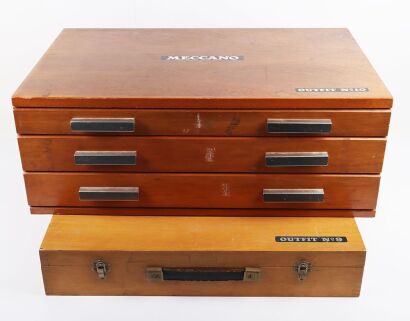 Meccano empty wooden cabinets for No.10 and No.9 sets