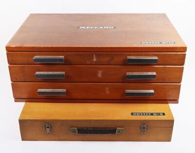Meccano empty wooden cabinets for No.10 and No.9 sets