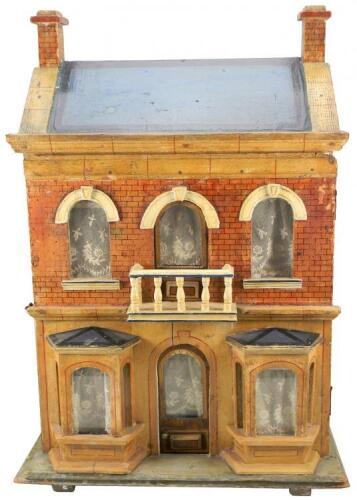 Moritz Gottschalk Model 9, painted wooden blue roof dolls house with contents, German, circa 1890,