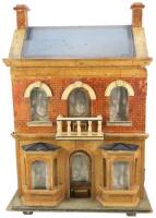 Moritz Gottschalk Model 9, painted wooden blue roof dolls house with contents, German, circa 1890,